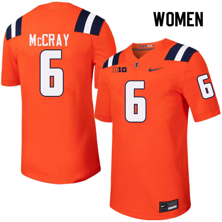 Women #6 Josh McCray Illinois Fighting Illini College Football Jerseys Stitched-Orange